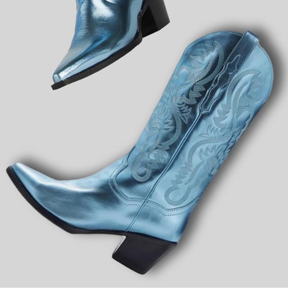 Metallic Blue Cowgirl Boots